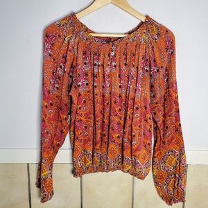 Prana floral soft cotton boho blouse Size M